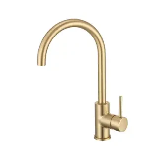 Artline Brushed Gold Sink Mixer Cold Start Gooseneck   Lead Free
