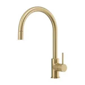 Artline Brushed Gold Sink Mixer Cold Start Pull Out Gooseneck Lead Free