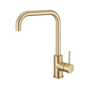 Artline Brushed Gold Sink Mixer Cold Start Square Gooseneck   Lead Free