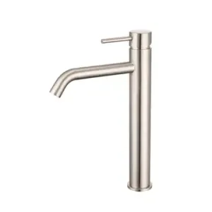 Artline Brushed Nickel  Highrise Basin Mixer Cold Start Curved Spout   Lead Free