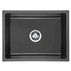 ROK Carbon Granite Single Bowl Sink 590 x 450 x 230mm Square Under/Overmount