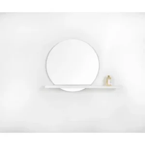 Rising Moon Mirror With – Gloss White Shelf
