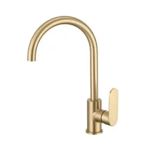 Spectra Brushed Gold Sink Mixer Gooseneck Lead Free