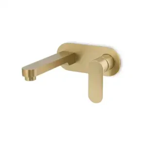 Spectra Brushed Gold Wall Basin Mixer Trim Kit Cover Plate And Spout (Refer Body Code 1656530) Lead Free